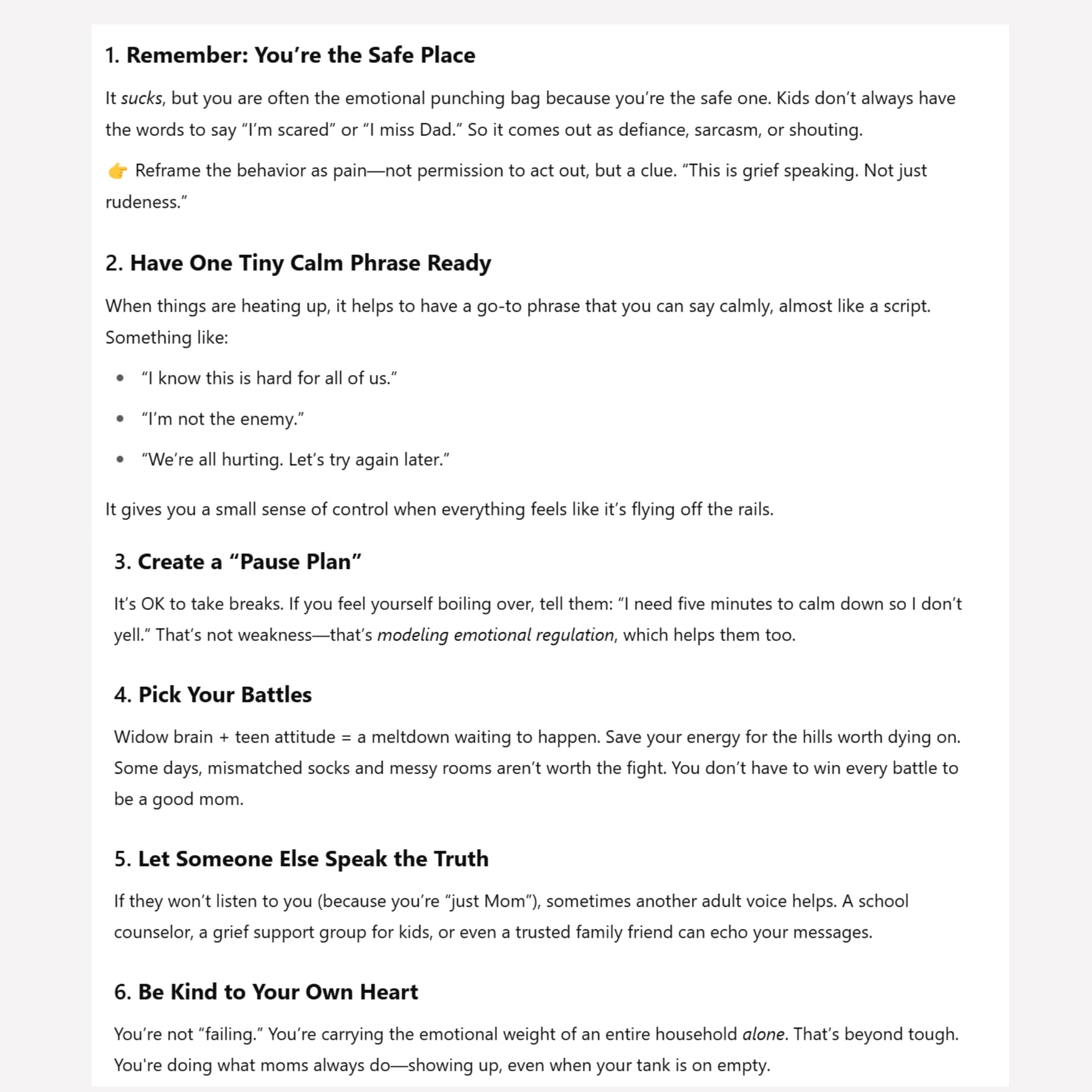 Widow Grief Companion List