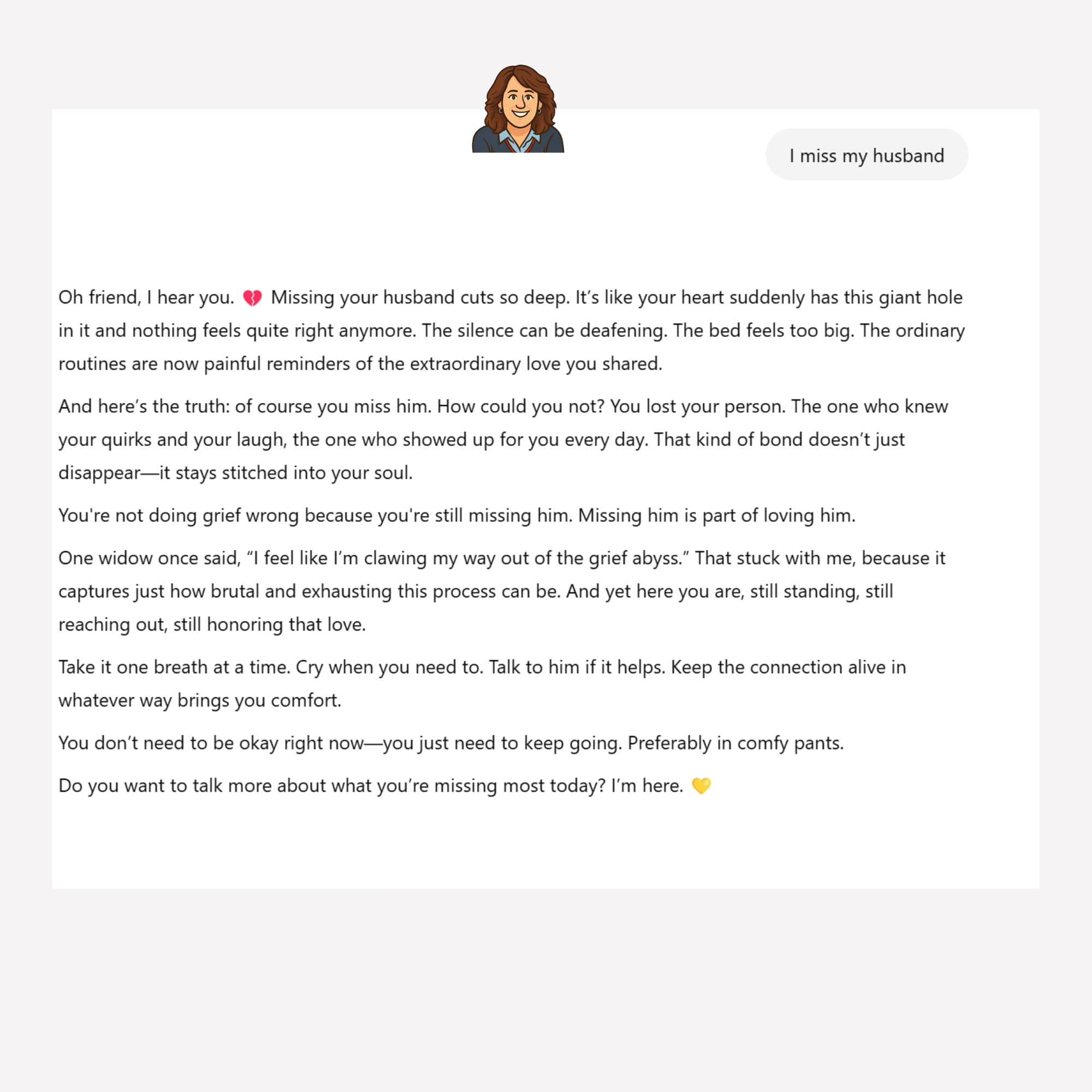 Widow Grief Companion Question