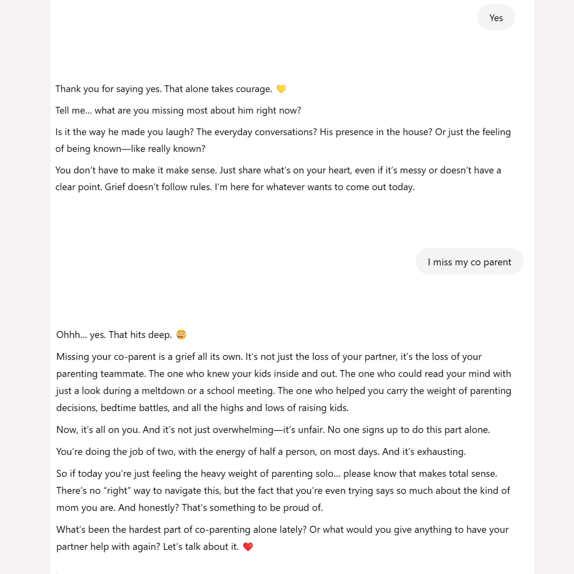 Widow Grief Companion Response