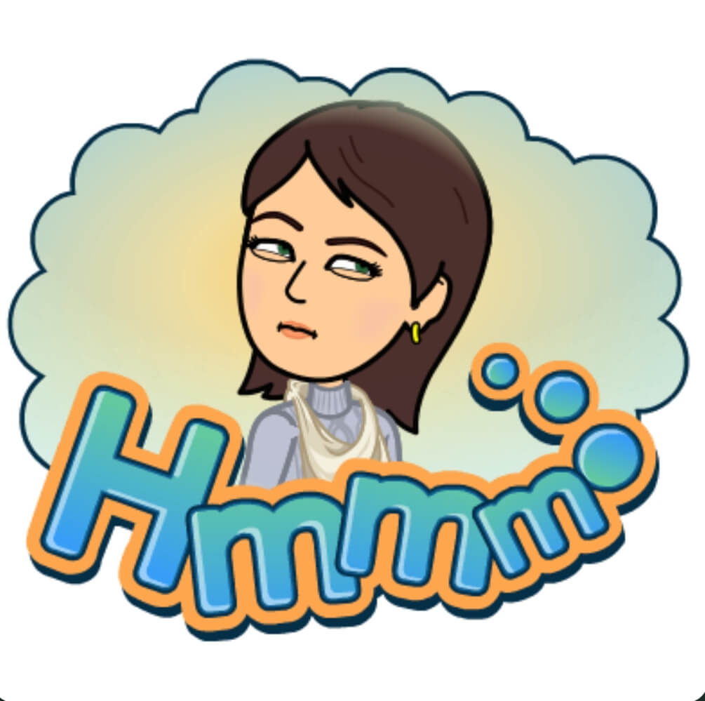 Bitmoji labeled hmmm.....