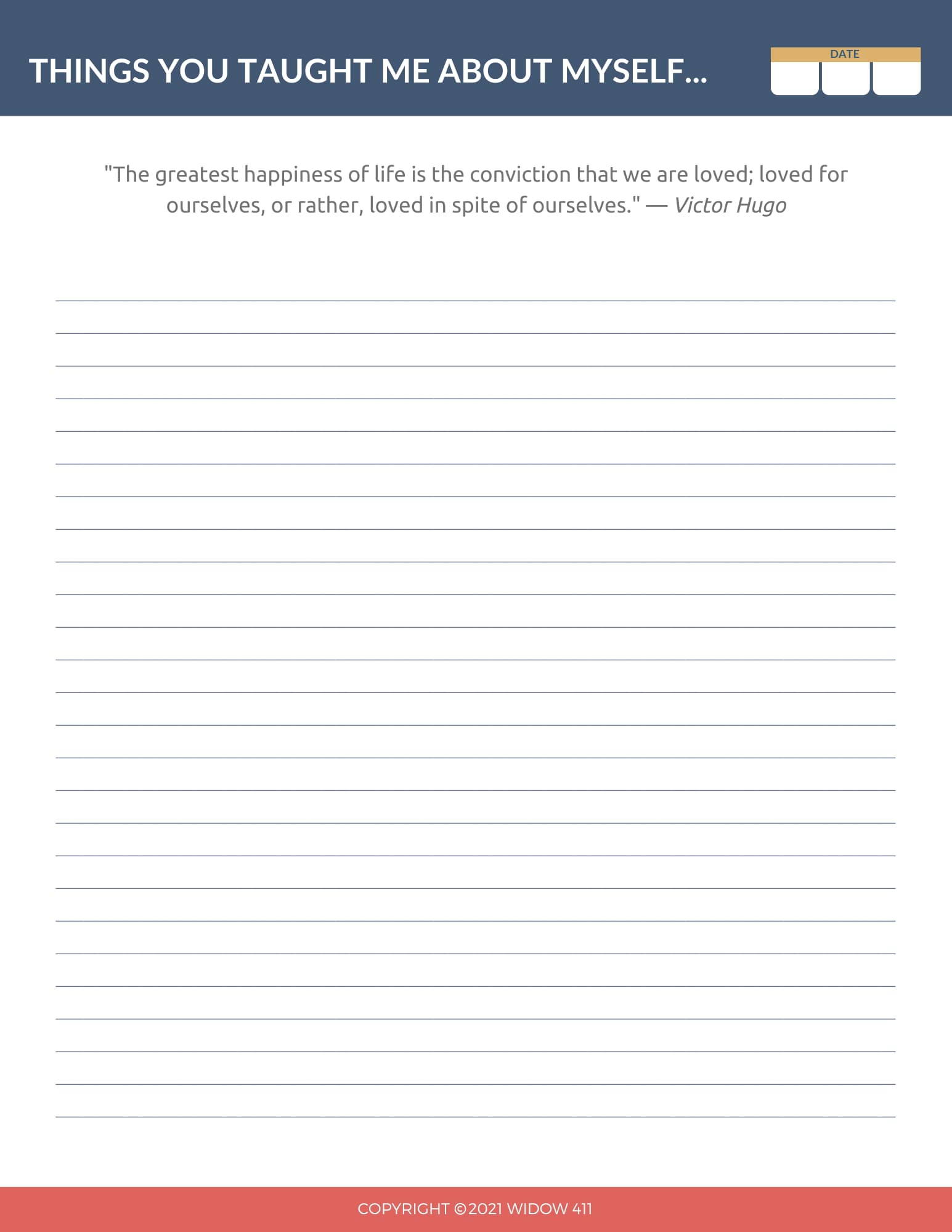 widow grief journal prompt